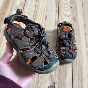 Eddie Bauer Cascade Toddler Boys 8M Brown Orange Closed Toe Sport Hiking Sandals